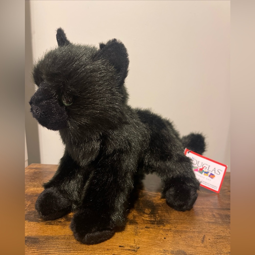 NWT Douglas Cuddle Toys Salem Black Cat Green 4395 Stuffed Animal Plush Toy